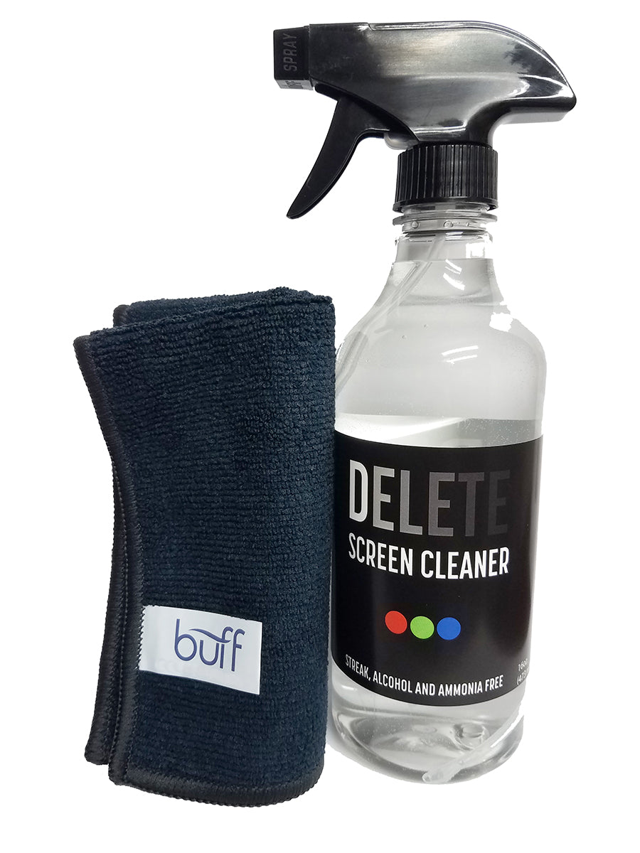 DELETE SCREEN CLEANER. 16oz. Spray Bottle Microfiber Cloth 