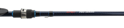 a close-up of a black with blue fishing rod (APEX BAITCASTING RODS)