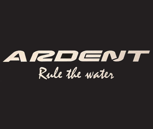 Ardent Decal. A black and white logo. White text in image: ARDENT Rule the water