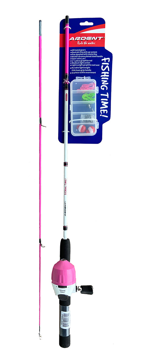 Pink FISHING TIME KIDS SPINCAST COMBOS