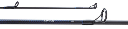 a black with blue APEX SPINNING ROD, white text in image: Spinning AH21 